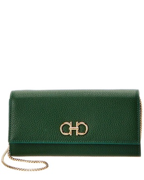 ferragamo gancini leather wallet on chain