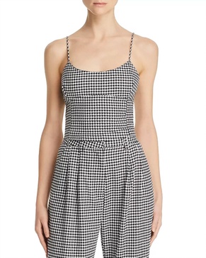 houndstooth crop top in black/white