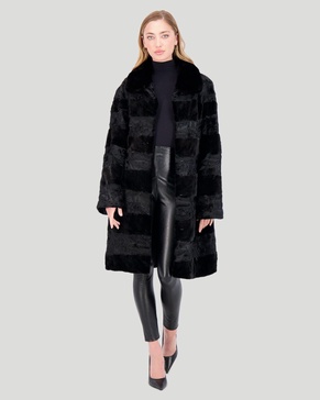 lamb short coat with mink sections