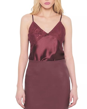 dixie lace cami top in decadent wine