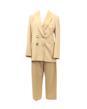 jimi double-breasted jacket and herve pleated tapered pants in nude wool