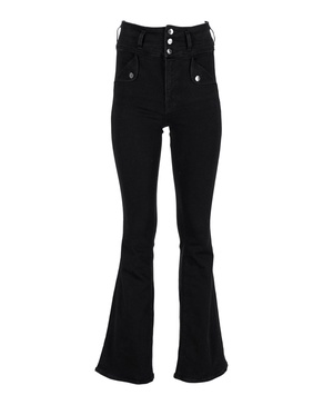 giselle flare high rise pants in black cotton