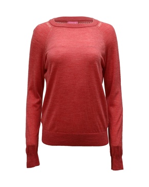 knitted crewneck sweater in red merino wool