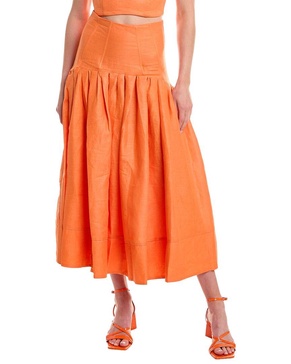 Nicholas Aniyah Corset Waistband Linen Midi Skirt