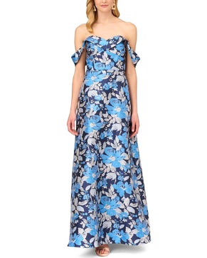 Aidan Mattox Off-The-Shoulder Jacquard Gown