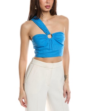 Jason Wu One-Shoulder Linen-Blend Crop Top