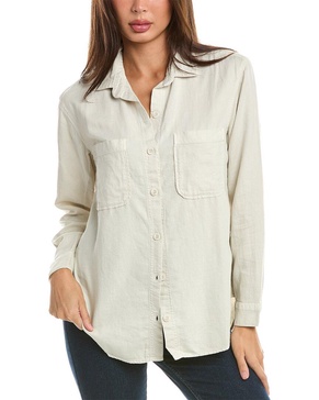 two pocket oversized linen-blend shirt