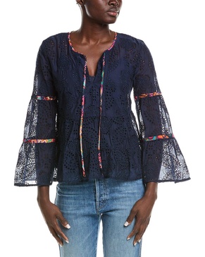 Johnny Was Tamera Silk-Blend Blouse