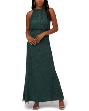 beaded halter long dress