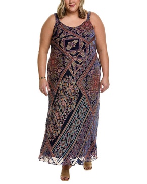 Johnny Was Plus Omo Burnout Peony Silk-Blend Maxi Dress