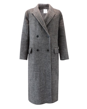 sandro juno double-breasted coat in grey wool