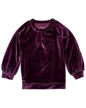 stretch velvet blouson sleeve raglan pullover