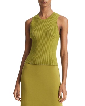 Vince Ribbed High Neck Wool-Blend Tank