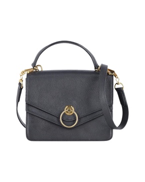 harlow satchel crossbody bag in black grained leather