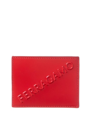 ferragamo logo leather card holder