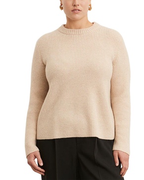 plus shaker rib cashmere pullover