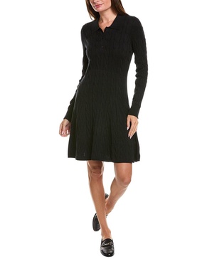 Minnie Rose Cable Knit Polo Sweaterdress