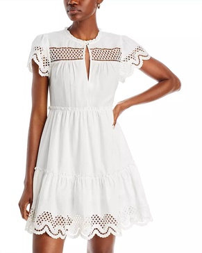 lettie eyelet scalloped dress in white