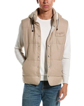 linen, wool, & silk-blend down vest