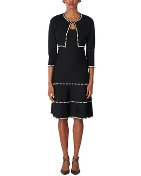 Carolina Herrera Scoop Neck Knit Wool-Blend Midi Flare Dress