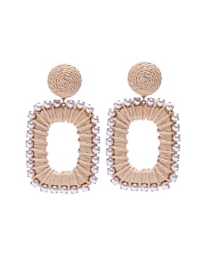 Carolina Herrera Raffia-Wrapped Chain Earrings