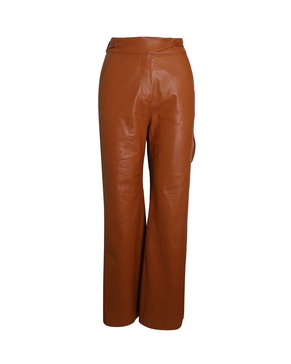 flared-leg trousers in bown polyurethane