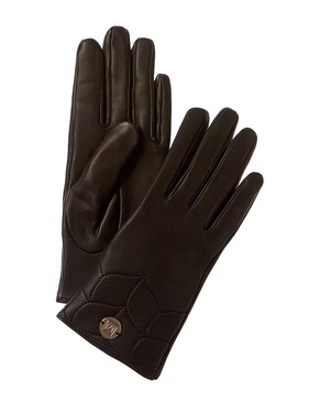 quilted cuff cashmere-lined leather gloves