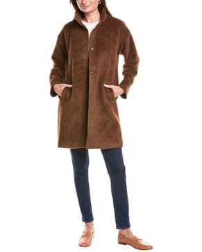 EILEEN FISHER Petite Stand Collar Wool & Alpaca-Blend Coat