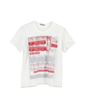 dior printed short sleeve t-shirt in white cotton