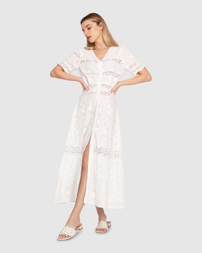 summer breeze lace midi dress