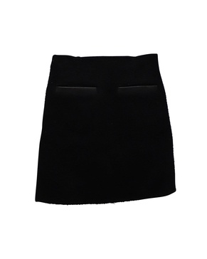 leather-trimmed mini skirt in black wool