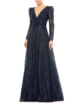 embellished v neck a line gown