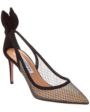 Aquazzura Bow Tie 85 Mesh & Suede Pump