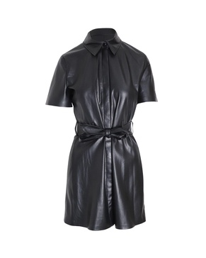 bleted mini dress in black polyurethane