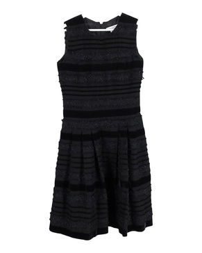 textured sleeveless dress in black recycled wool