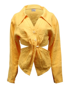 cut-out shirt in orange linen