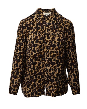 ba & sh leopard print long sleeved blouse in multicolor viscose