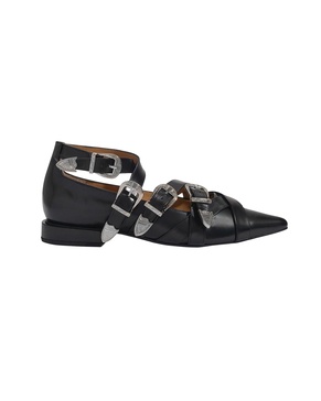 aj926 flat shoes -  pulla - black - polido