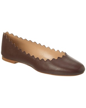 Chloé Lauren Scalloped Leather Ballerina Flat