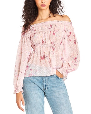 LoveShackFancy Tiffie Silk-Blend Top