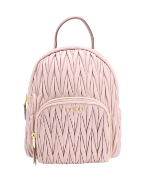 matelassé backpack in pastel pink leather