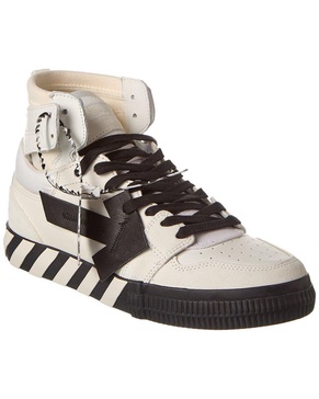 off-white vulcanized leather high-top sneaker