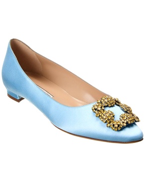 Manolo Blahnik Hangisi Buckle Embellished Flat Shoes