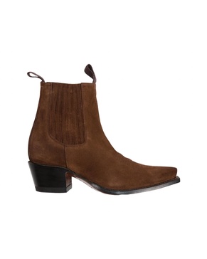 short cowboy boot in brown suede