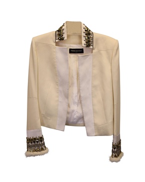 embellished blazer in white polyester