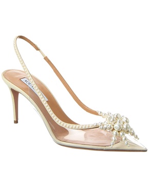 Aquazzura Vendome 75 Grosgrain & Vinyl Slingback Pump