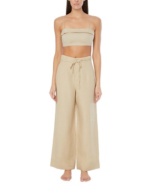 air linen-blend paperbag trouser