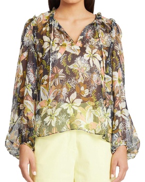 Tanya Taylor Aubrielle Linen & Silk-Blend Top