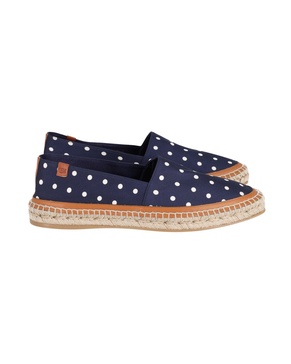 alba polka-dot espadrilles in navy blue satin