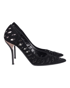 lasercut romy pumps black suede